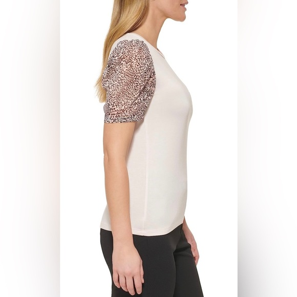 DKNY Women's Chiffon Sleeve Soft Knit Pink Top XL NWT - Picture 3 of 5